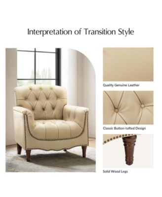 Sucher Modern Retro Wooden tufted Accent chair with Nailhead Trim