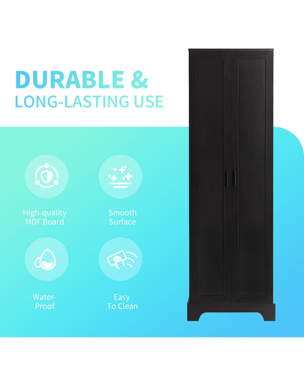 Casainc 71.2"H Storage Cabinet with 2 Doors and Adjustable Shelf, Mdf