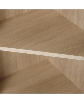 CASAINC 40"H Natural Rattan Door & Adjustable Shelves Freestanding Corner Cabinet