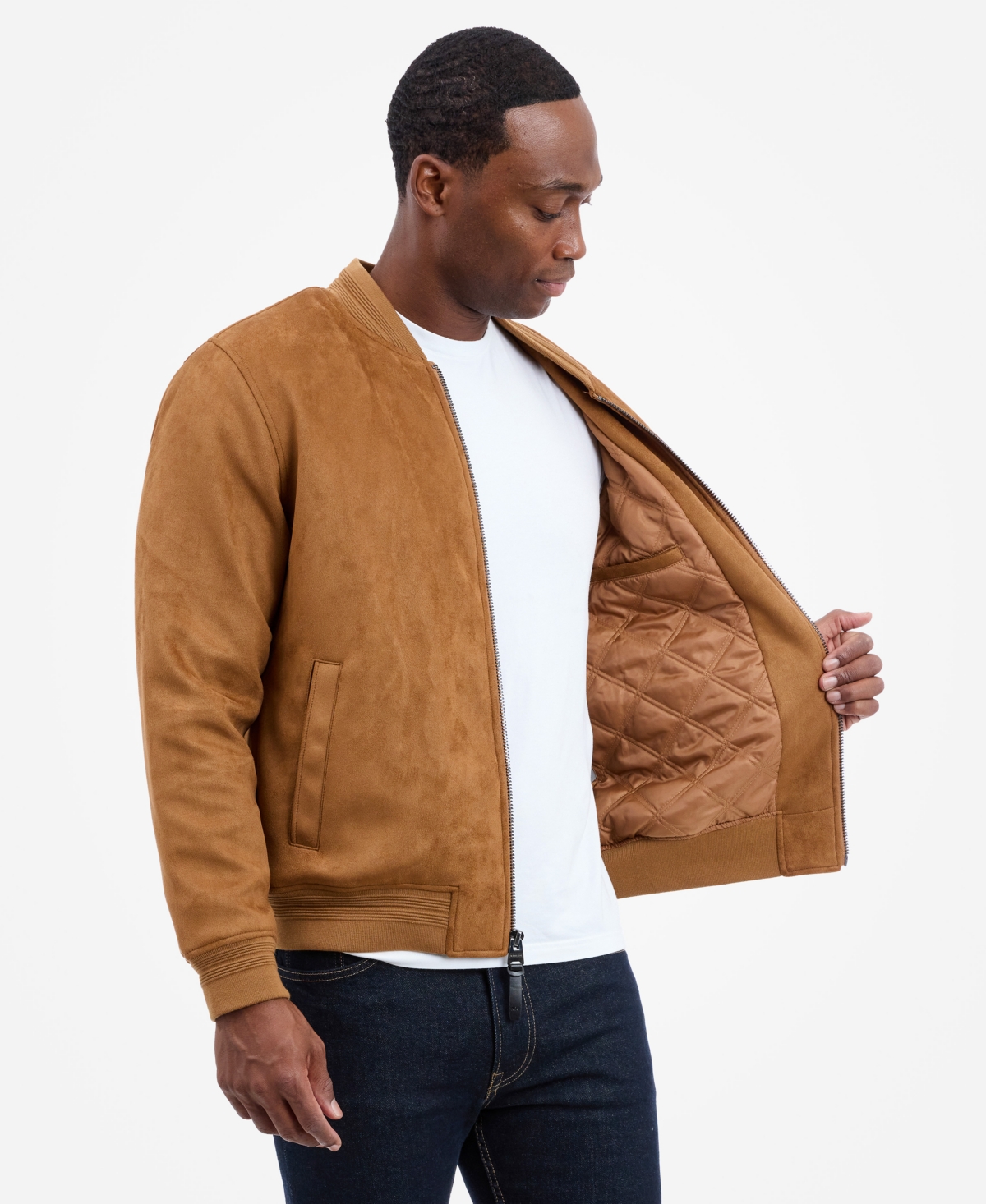 Michael Kors Men's Faux Suede Bomber Jacket