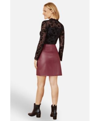 Women's Faux Leather Wrap Mini Skirt