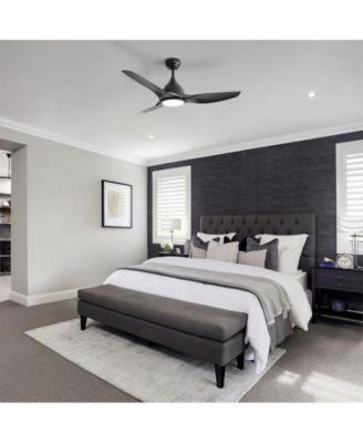 52-inch Modern Black 3-Blade Ceiling Fan with Six Speed Remote Control and Timing Function for Indoor