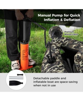 350 LBS Inflatable Fishing Float Tube with Adjustable Backrest and Backpack Straps-Camouflage