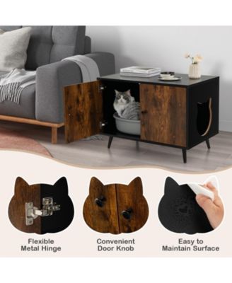Industrial Cat Litter Box Enclosure with Divider and Cat-Shaped Entries