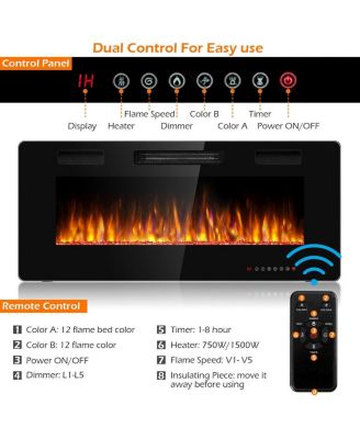 42 Inch Recessed Ultra Thin Electric Fireplace with Timer