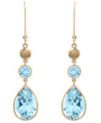 Sky Blue Topaz & Blue Topaz Drop Earrings (12-3/8 ct. t.w.) in 14k Yellow Gold