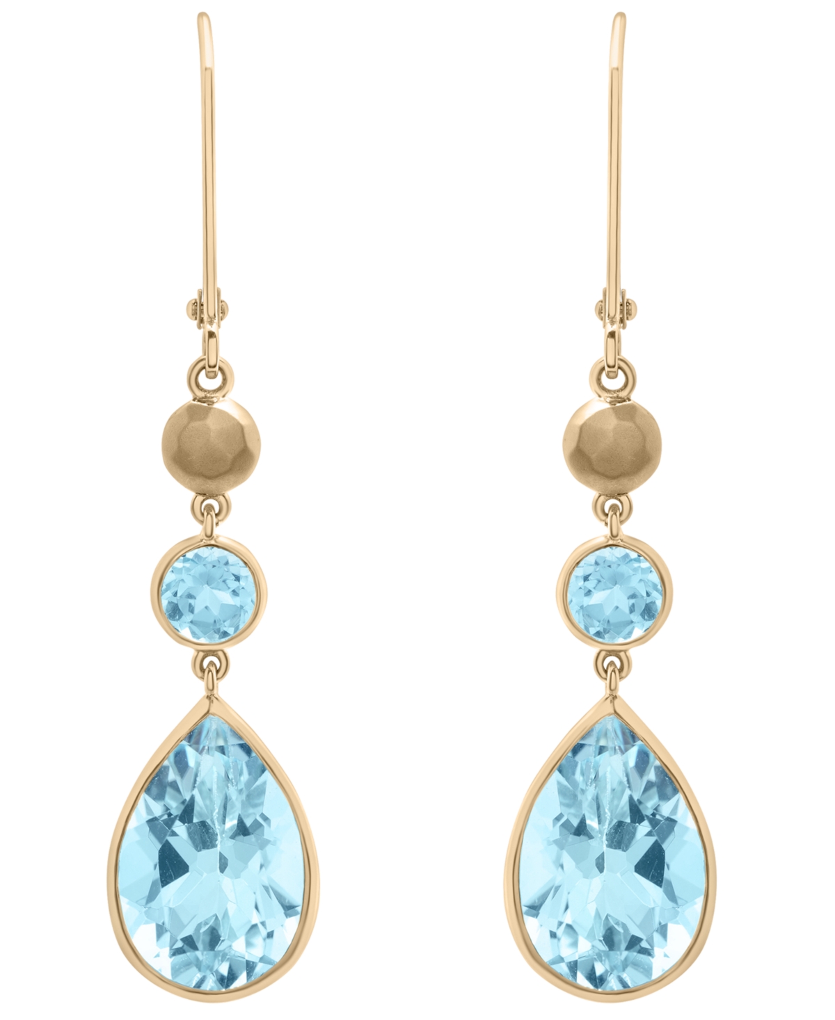 Macy's Sky Blue Topaz & Blue Topaz Drop Earrings (12-3/8 Ct. T.w.) In 14k Yellow Gold In Gold