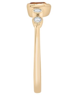 Citrine (1/5 ct. t.w.) & Diamond (1/10 ct. t.w.) Pear Ring in 14k Gold-Plated Over Sterling Silver