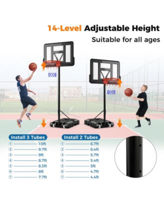 4.4-10 Feet Portable Basketball Hoop Adjustable with 2 Wheels and Fillable Base-Black
