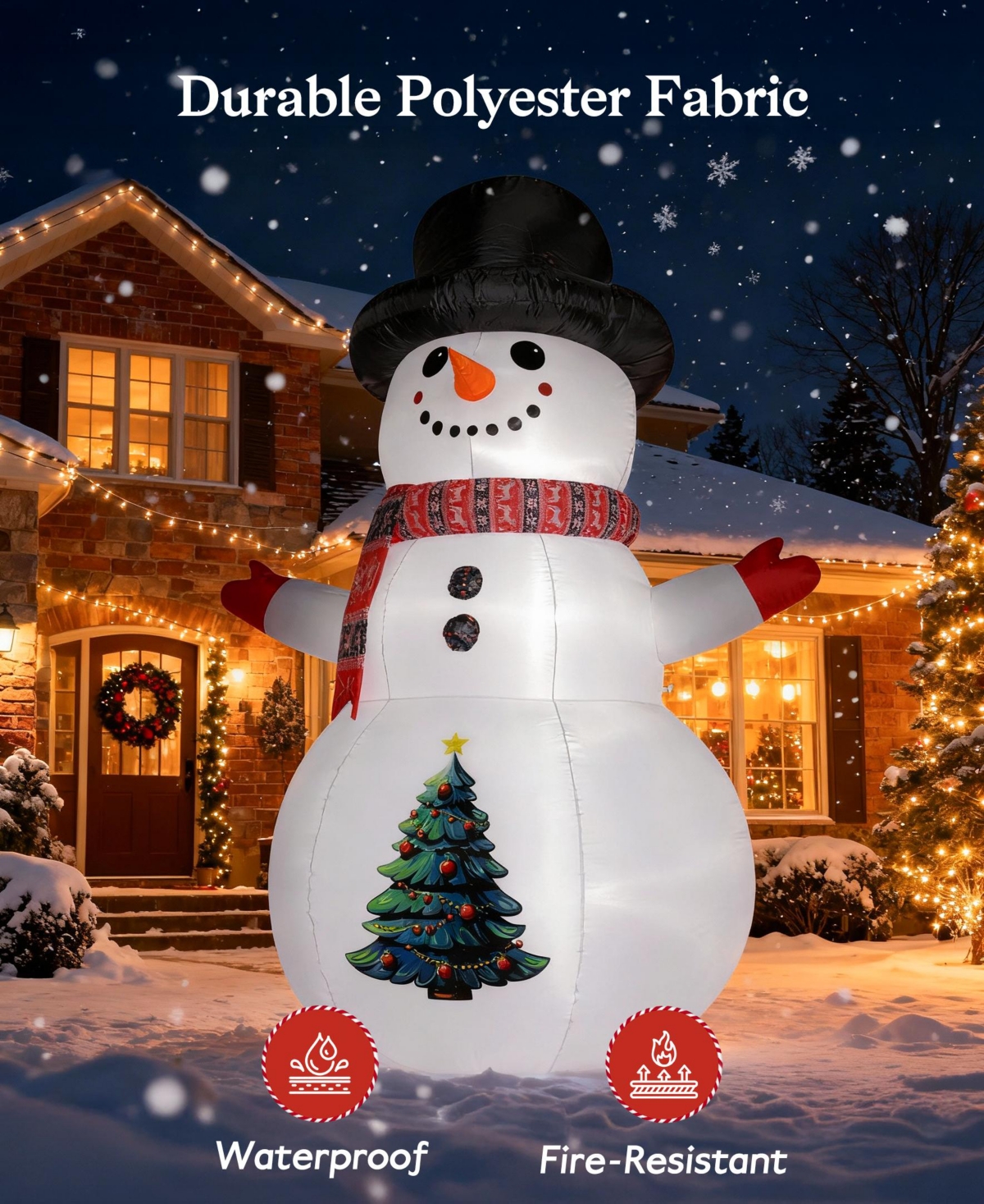 Sugift 8FT Lighted Inflatable Snowman with Led Lights, Waterproof Polyester Outdoor Christmas Decoration with Blower and Stakes