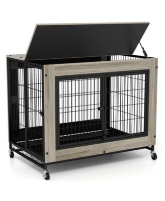 Industrial Dog Kennel with Flip-up Top 3 Lockable Doors and Removable Tray