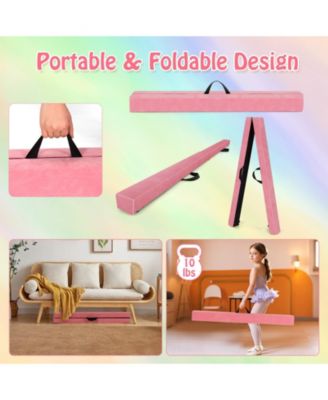 Folding Balance Beam with Solid Wood Base and Anti-slip Bottom