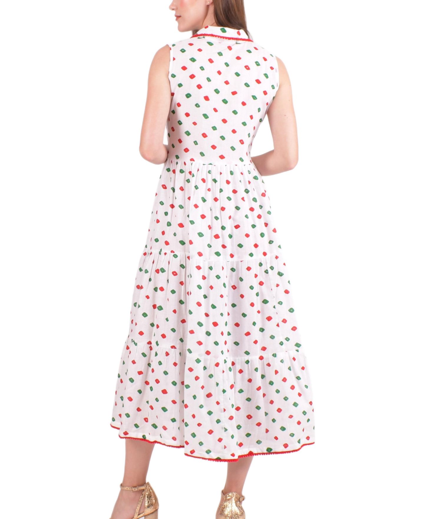 Женское платье RAAS Olinda Cotton Tiered Midi, цвет: Белый — фото 4