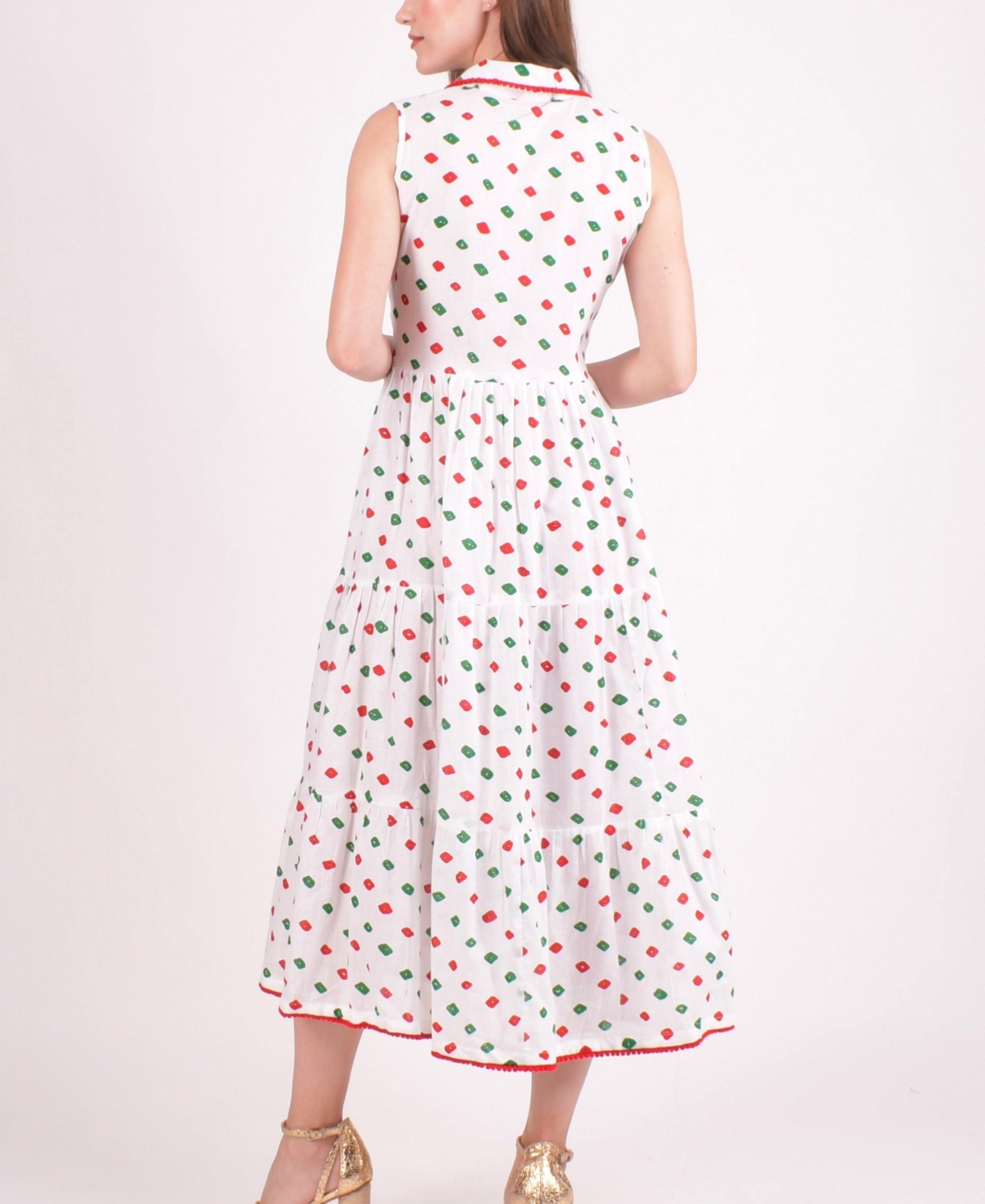 Raas Women's Olinda Cotton Tiered Midi Dress