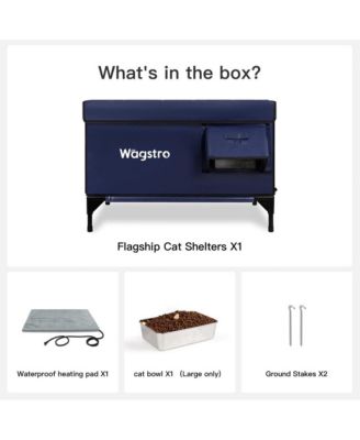 Flagship Outdoor Heated Cat House — Navy Blue