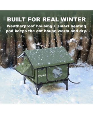 RoofHaus Heated Outdoor Cat Shelter – Olive Green