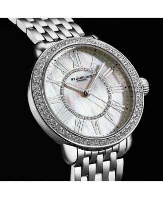 Regalia Women s 40mm Quartz Dress Watch – White Mother-of-Pearl Dial Crystal Bezel Stainless Steel Bracelet