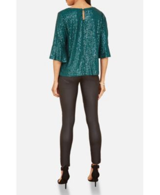 Women's Fluted Sleeve Sequin Top