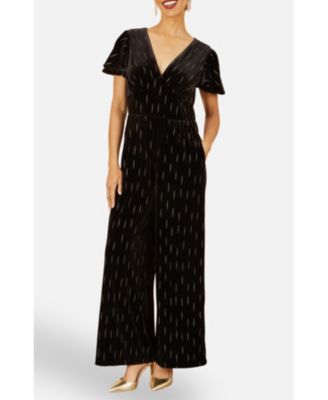 Women's Foil Print Velvet Jumpsuit