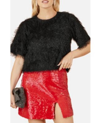 Women's Lurex Fringe Relaxed Fit Top