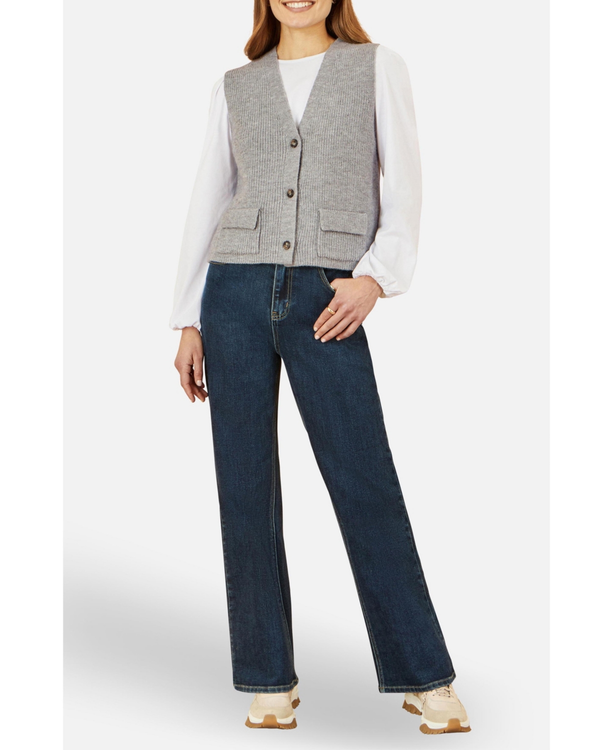 Yumi Women's Knitted Pullover Waistcoat