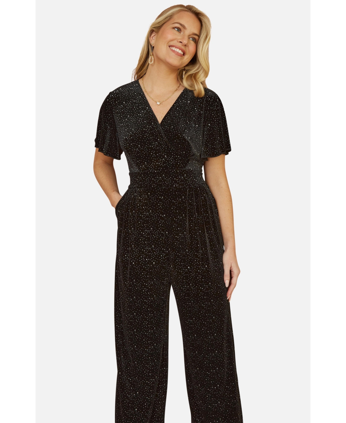Yumi Women's Sparkle Velvet Jumpsuit