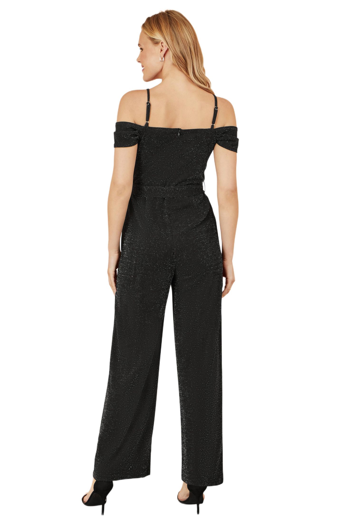 Женский комбинезон Yumi Sparkle Stretch Bardot Jumpsuit, цвет: Чёрный — фото 4