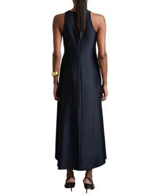 Women's Satin Shirred Midi Dress