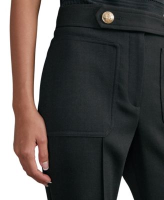 Women's Twill Button-Tab Flared with Wool Pants