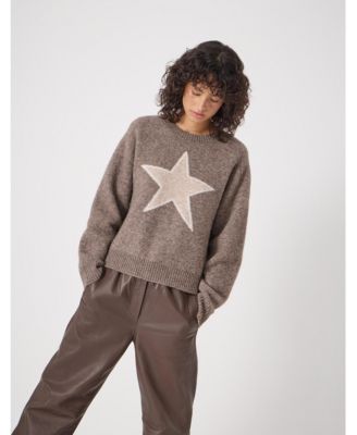 Women's Wool Blend Star Jacquard Sweater