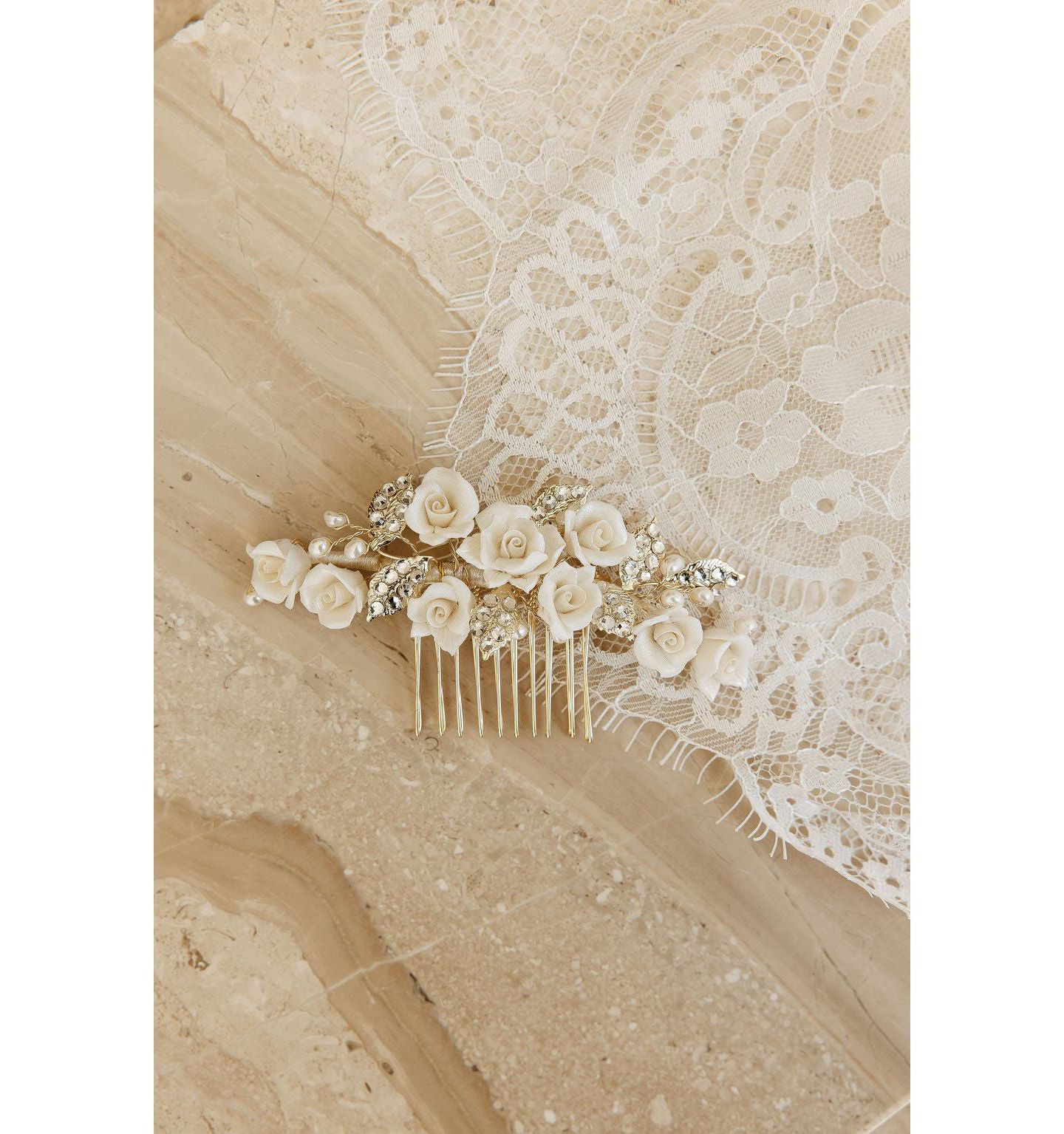 Женские аксессуары Untamed Petals Victoria Crystal Floral Comb, цвет: Золотой — фото 1