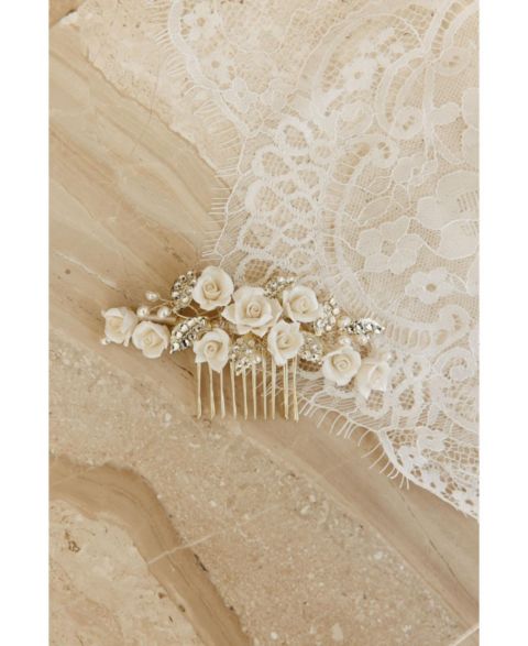 Женские аксессуары Untamed Petals Victoria Crystal Floral Comb, цвет: Золотой