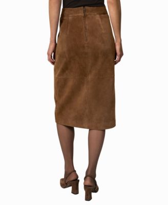Women's Suede Straight-Fit Midi Skirt