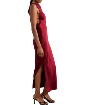 Women's Satin Draped Open-Back Dress