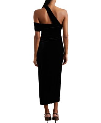 Women's Velvet One-Shoulder Midi Dress