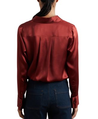 Women's Silk-Satin Concealed-Placket Shirt