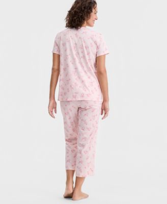 Women's 2-Pc. Cotton Printed Cropped Pajamas Set, Created for Macy's