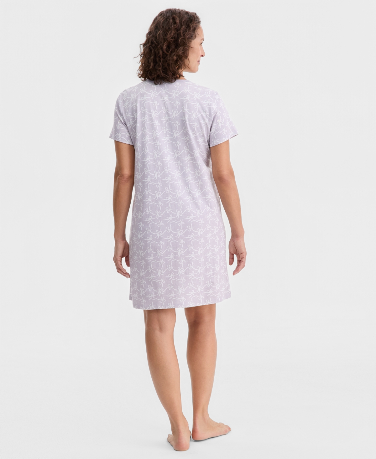 Charter Club Women's Cotton Printed Henley Sleepshirt, Created For Macy's In Purple