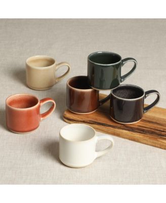 Espresso Whims 6 Piece 4 OZ Reactive Glaze Espresso Cup Set