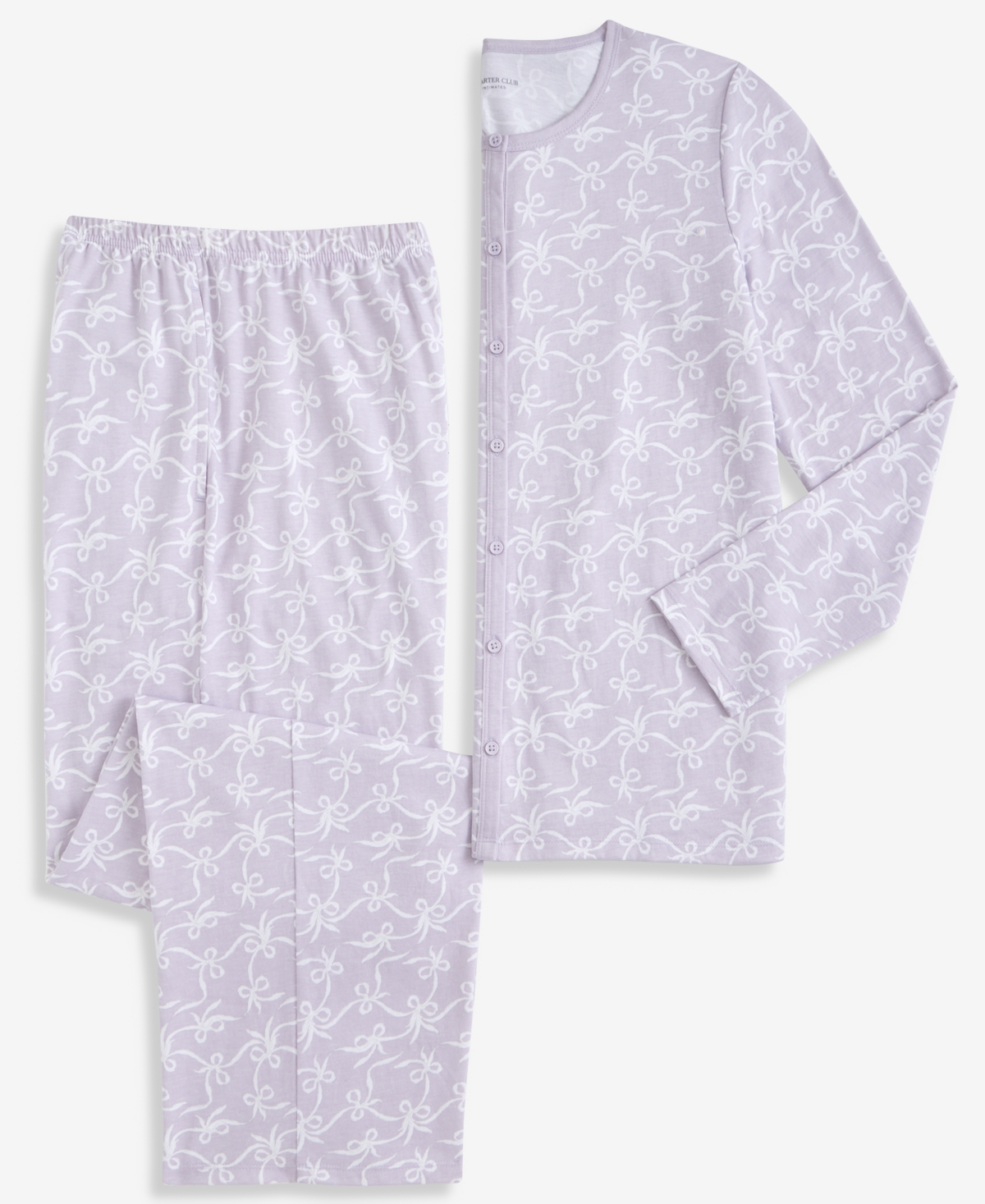 Charter Club Women's Cotton Printed Button-Front Pajama Set, Exclusively at Macy's