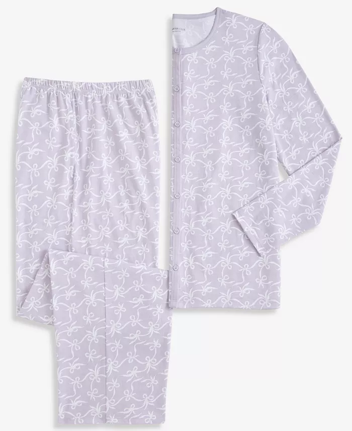 Women's Cotton Printed Button-Front Pajama Set - thumbnail 2