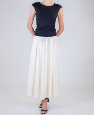 Taylor - Women's Two-Toned Drop Waist Crewneck Dress