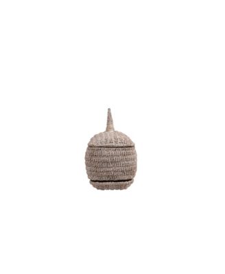 Whale Shaped Woven Bankuan Rope Box with Lid, Grey