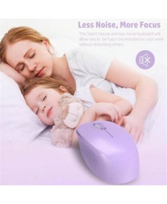 Wireless 2.4GHz Silent Full-Size Keyboard and Mouse Combo with 2-in-1 Receiver for Laptop