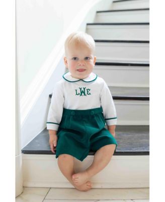 Baby Boys One Piece & Suits & Sets Pique And Velvet Short Sleeve All In One Shortall