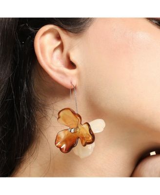 Women's The Iris Drop Earrings - Coffee Brown & Metallic Silver