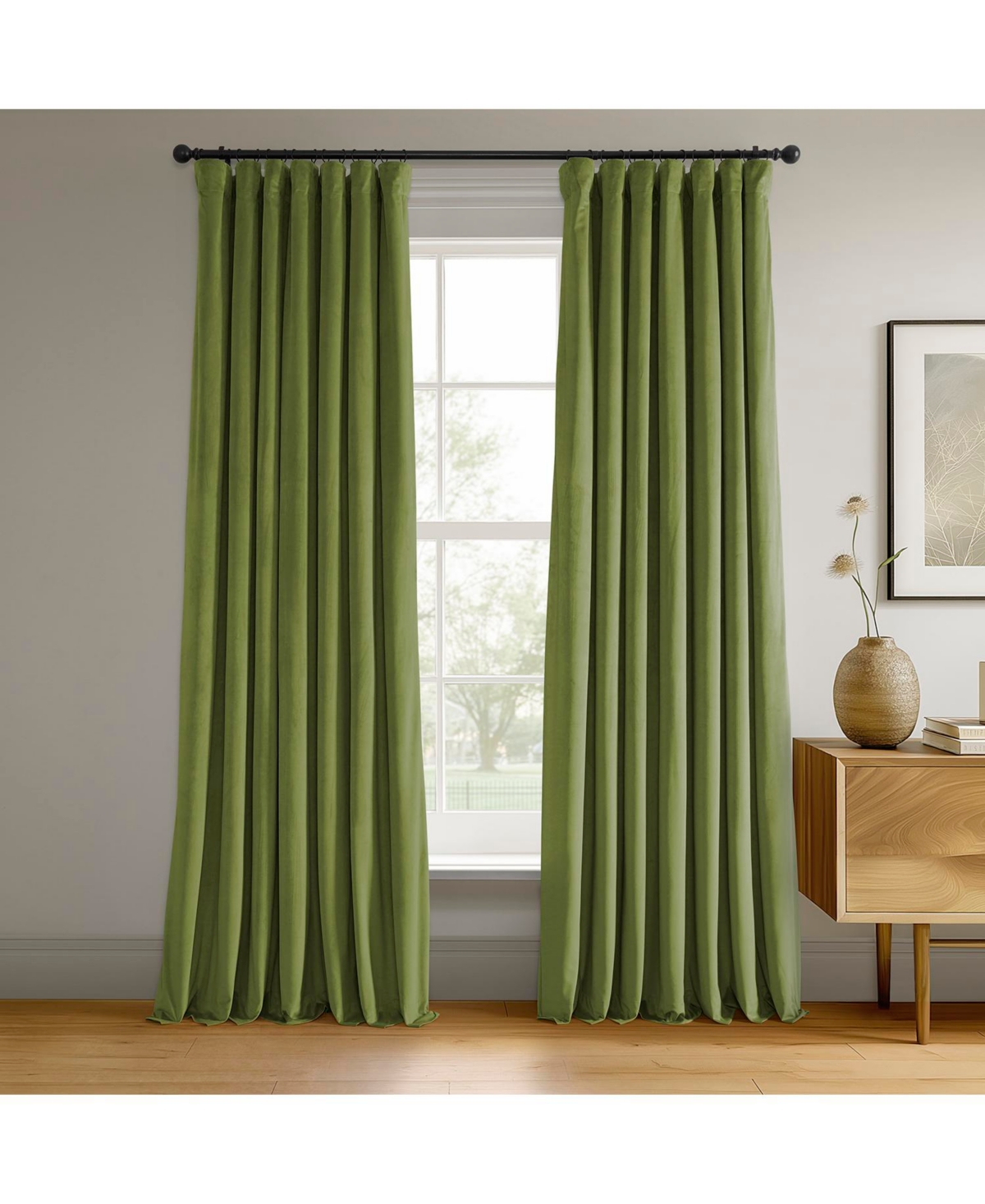 Half Price Drapes Neutral Ground Signature Velvet Blackout Curtain