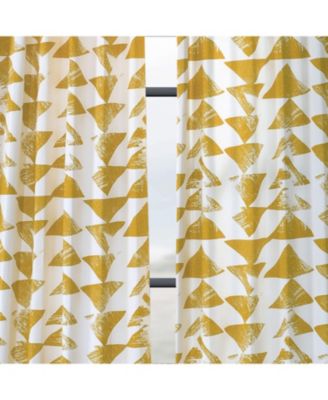 Triad Gold Geometric Printed Cotton Room Darkening Curtain