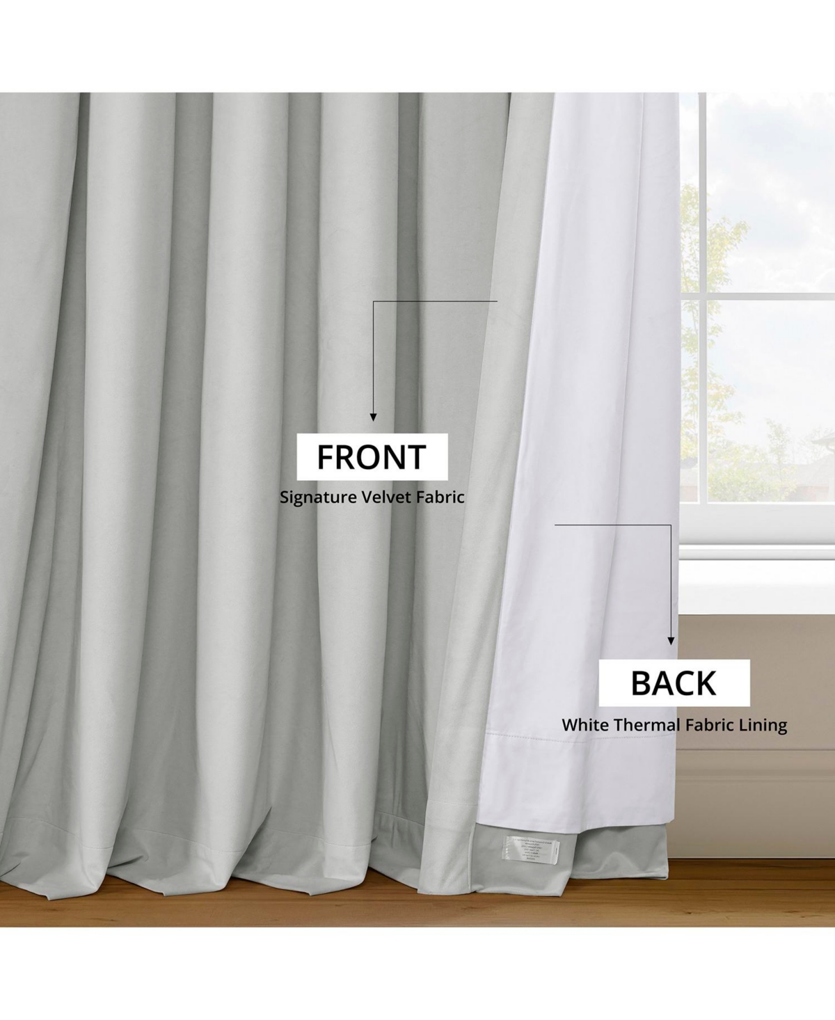 Half Price Drapes Reflection Grey Signature Velvet Blackout Curtain