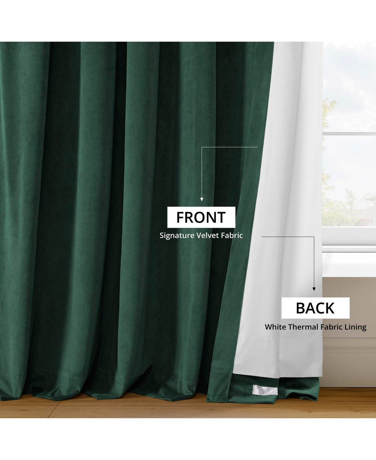 Half Price Drapes Blackforest Green Signature Velvet Blackout Curtain